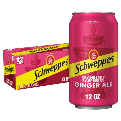 Schweppes Cranberry Raspberry Ginger Ale, 12 fl oz, 12 count