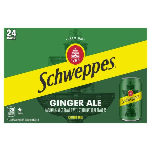 Schweppes Premium Ginger Ale, 12 fl oz, 24 count