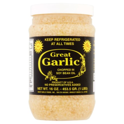 Great Garlic Chopped in Soy Bean Oil Garlic, 16 oz