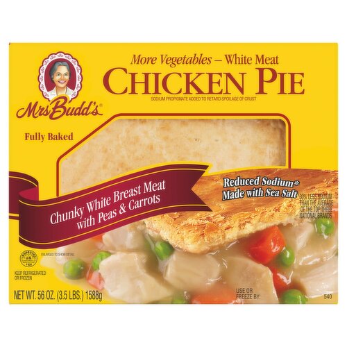 Mrs Budd's Reduced Sodium White Meat Chicken Pie with Peas and Carrots, 56 oz