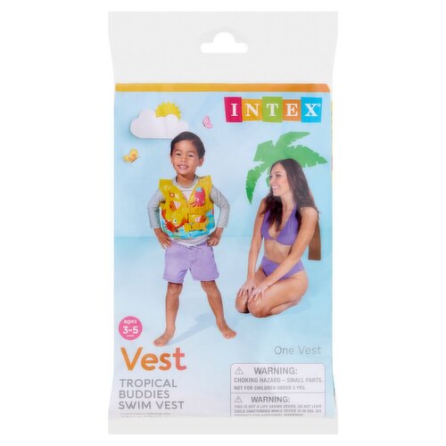 Intex Tropical Buddies Swim Vest, Ages 3-5 Years, 1 count