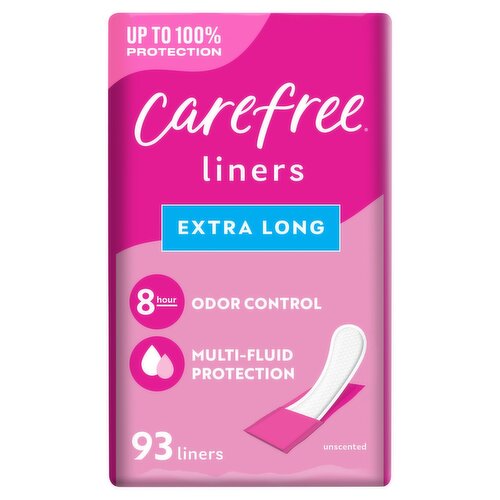 Carefree Unscented Extra Long Liners, 93 count