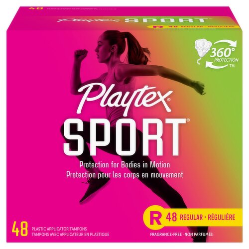 Playtex Sport Regular Plastic Applicator Tampons, 48 count