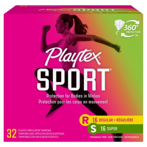 Playtex Sport Plastic Applicator Tampons, 32 count