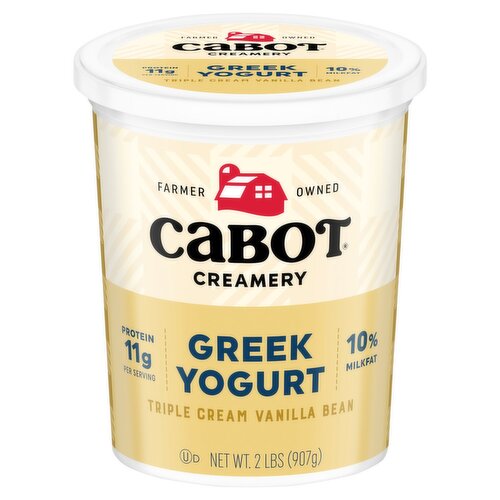 Cabot Creamery Triple Cream Vanilla Bean Greek Yogurt, 2 lbs