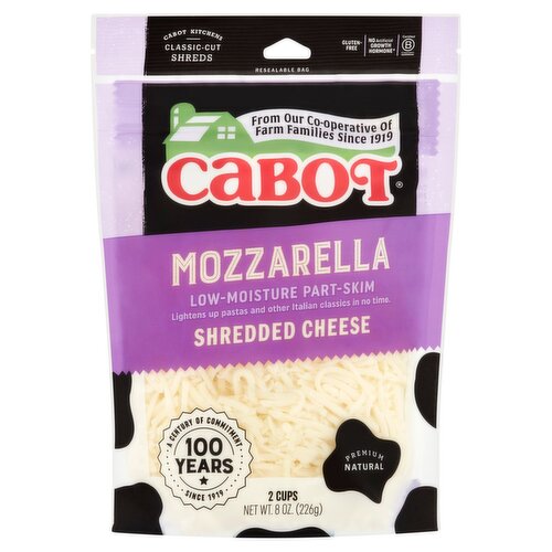 Cabot Mozzarella Low-Moisture Part-Skim Shredded Cheese, 8 oz