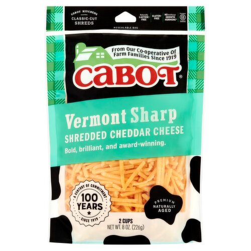 Cabot Vermont Sharp Shredded Cheddar Cheese, 8 oz