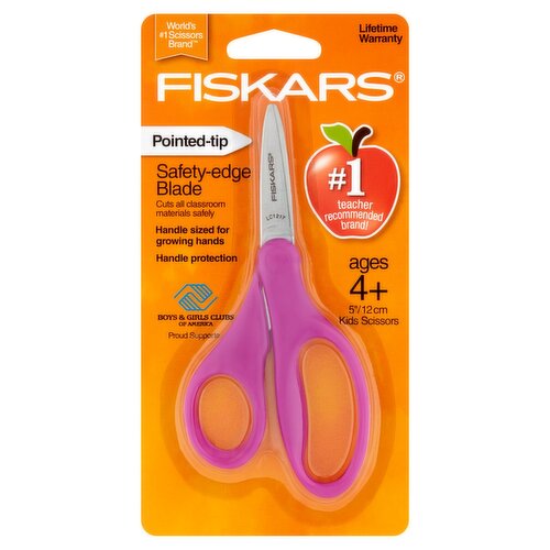 Fiskars Pointed Tip Kids Scissors, Ages 4+