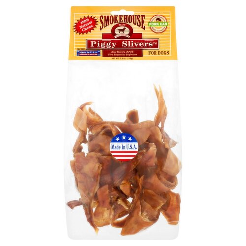 Smokehouse Piggy Slivers Pork Ear for Dogs, 24 count, 7.6 oz