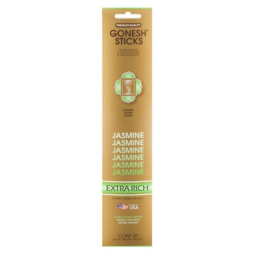 Gonesh Extra Rich Jasmine Air Freshener Incense Sticks, 20 count