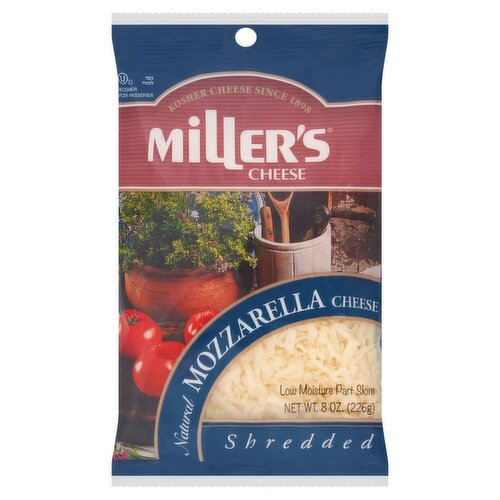 Miller's Cheese Shredded Natural Mozzarella Cheese, 8 oz