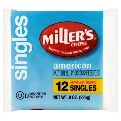 Miller's Singles White American Cheese, 12 count, 8 oz