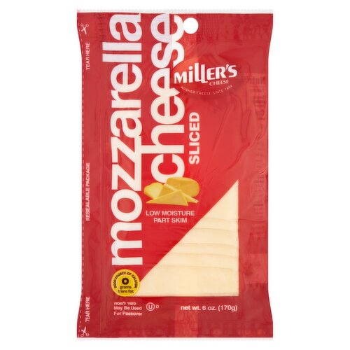 Miller's Sliced Mozzarella Cheese, 6 oz