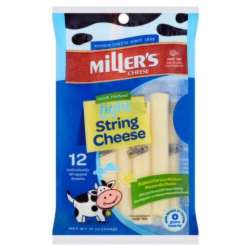 Miller's Light Mozzarella String Cheese, 12 count, 12 oz