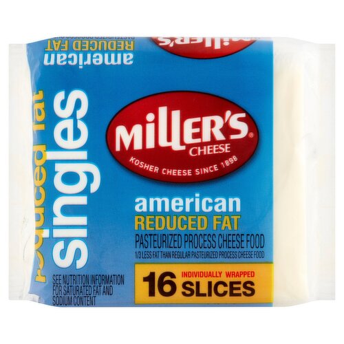 Miller's Singles Reduced Fat White American Cheese, 16 count, 12 oz