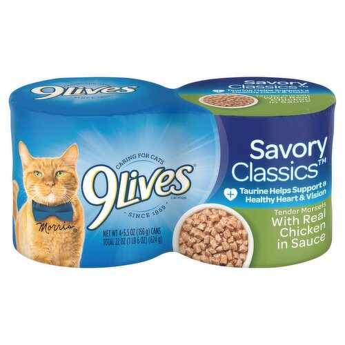 9Lives Savory Classics Tender Morsels with Real Chicken in Sauce Cat Food 5.5 oz 4 count ShopRite