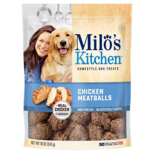 Milo's Kitchen Chicken Meatballs Home Style Dog Treats, 18 oz