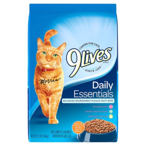 9Lives Daily Essentials with the Flavors of Chicken, Beef & Salmon Cat Food, 12 lb