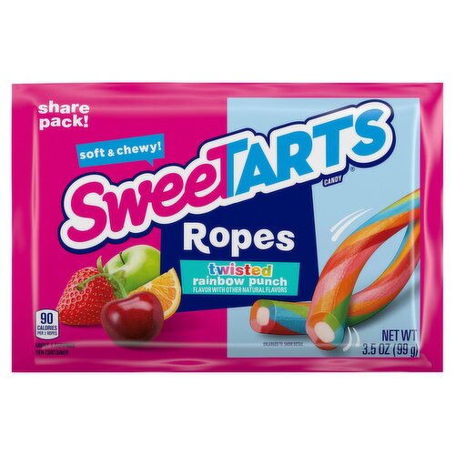 SweeTarts Ropes Twisted Rainbow Punch Candy Share Pack, 3.5 oz