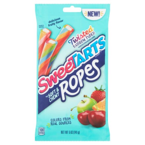 SweeTarts Twisted Rainbow Punch Soft & Chewy Ropes Candy, 5 oz