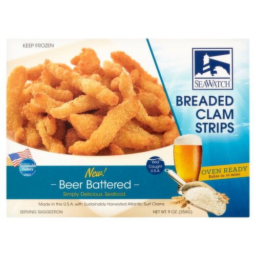 Sea Watch Beer Battered Breaded Clam Strips, 9 oz