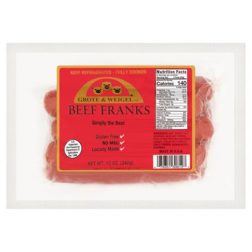 Grote & Weigel Beef Franks, 6 count, 12 oz