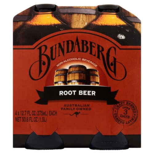 Bundaberg Root Beer, 12.7 fl oz, 4 count
