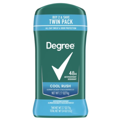 Degree Cool Rush 48h Antiperspirant Deodorant Twin Pack, 2.7 oz, 2 count