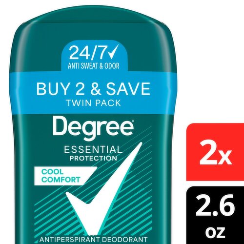 Degree Essential Protection Cool Comfort Antiperspirant Deodorant Twin Pack, 2.6 oz, 2 count