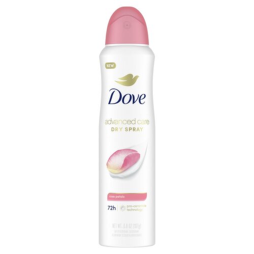 Dove Advanced Care Dry Spray Rose Petals Antiperspirant Deodorant, 3.8 oz