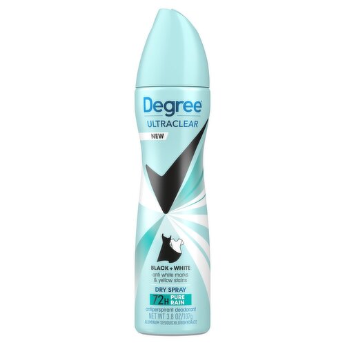 Degree Ultraclear 72H Pure Rain Black + White Dry Spray Antiperspirant Deodorant, 3.8 oz