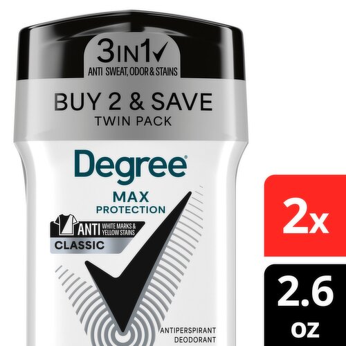Degree Max Protection Classic Antiperspirant Deodorant Twin Pack, 2.6 oz, 2 count
