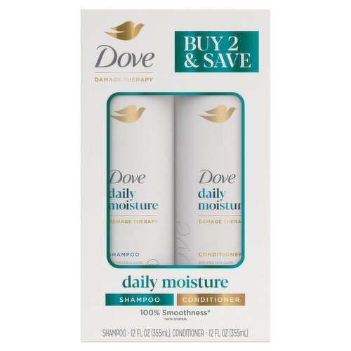 Dove Daily Moisture Damage Therapy Shampoo and Conditioner, 12 fl oz