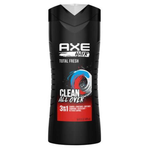 Axe Hair Total Fresh 3-in-1 Shampoo + Conditioner + Body Wash, 64 fl oz