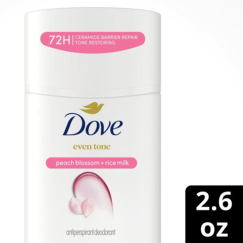 Dove Even Tone Peach Blossom + Rice Milk Antiperspirant Deodorant, 2.6 oz
