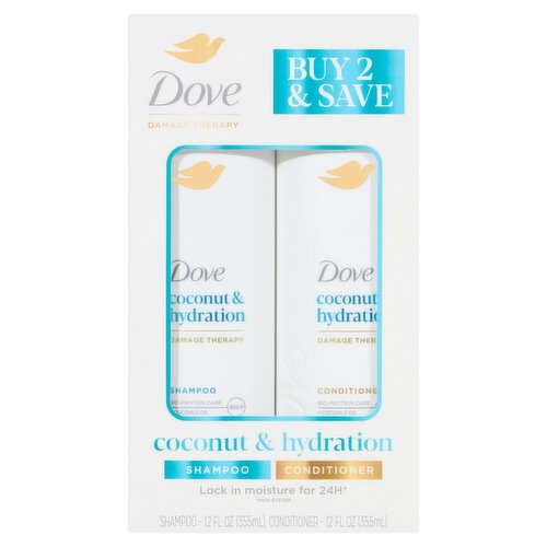 Dove Damage Therapy Coconut Shampoo & Hydration Conditioner, 2 Count