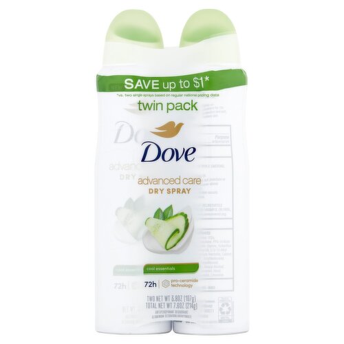 Dove Advanced Care Cool Essentials Antiperspirant Deodorant Twin Pack, 3.8 oz, 2 count