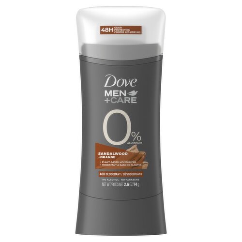 Dove Men+Care 0% Aluminum Sandalwood + Orange Deodorant, 2.6 oz