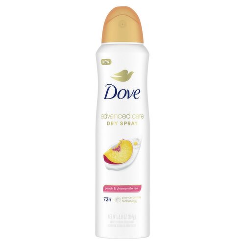 Dove Advanced Care Peach & Chamomile Tea Dry Spray Antiperspirant Deodorant, 3.8 oz