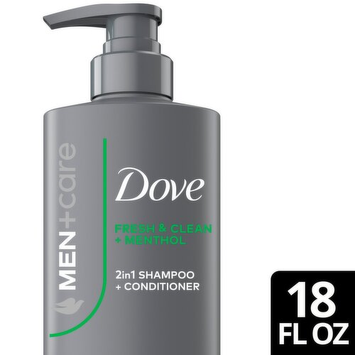 Dove Men+Care Fresh & Clean + Menthol 2 in 1 Shampoo + Conditioner, 18 fl oz