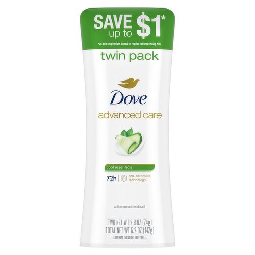 Dove Advanced Care Cool Essentials Antiperspirant Deodorant Twin Pack, 2.6 oz, 2 count