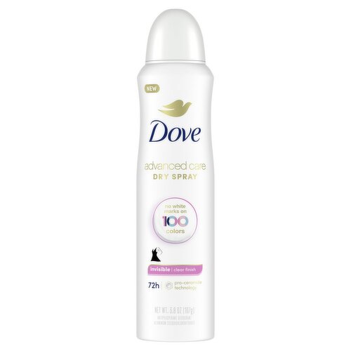 Dove Advanced Care Dry Spray Invisible Clear Finish Antiperspirant Deodorant, 3.8 oz