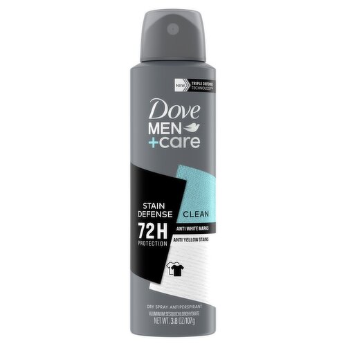 Dove Men+Care Stain Defense Clean Dry Spray Antiperspirant, 3.8 oz