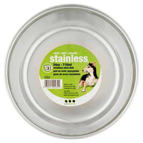 Vanness Stainless Steel Pet Dish, Small, 24 oz