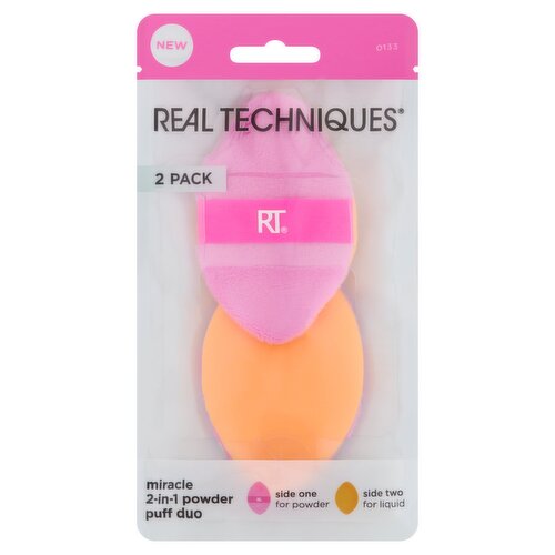 Real Techniques Miracle 2-in-1 Powder Puff Duo, 2 count
