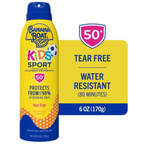 Banana Boat Kids Sport UVA/UVB Broad Spectrum Sunscreen Lotion Spray, SPF 50+, 6 oz