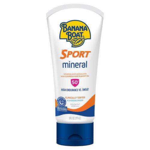 Banana Boat Sport Mineral UVA/UVB Broad Spectrum Sunscreen Lotion, SPF 50+, 6 fl oz