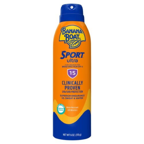 Banana Boat Sport Ultra Broad Spectrum Clear Sunscreen Spray, SPF 15, 6 oz