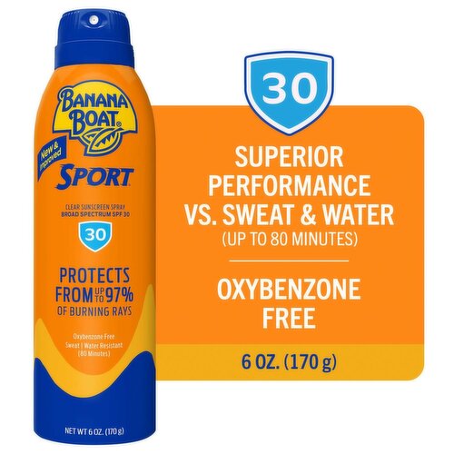 Banana Boat Sport Ultra Broad Spectrum Clear Sunscreen Spray, SPF 30, 6 oz