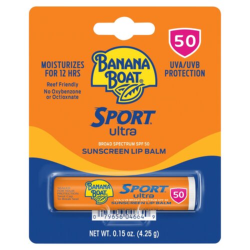 Banana Boat Sport Ultra Sunscreen Lip Balm Broad Spectrum, SPF 50, 0.15 oz